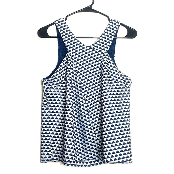 HD in Paris Anthropologie Navy Geo Embroidered Cropped Top - Picture 2 of 7